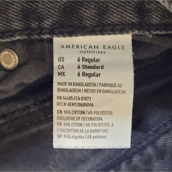 AMERICAN EAGLE black cutoff custom goth chain mom jean shorts 6 - Picture 7 of 11